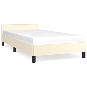vidaXL Cadre de lit avec tête de lit sans matelas crème 90x200 cm