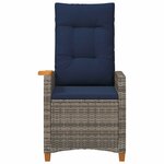 vidaXL Chaise inclinable avec plateau à thé 62 x 64 x 112 cm polyrotin