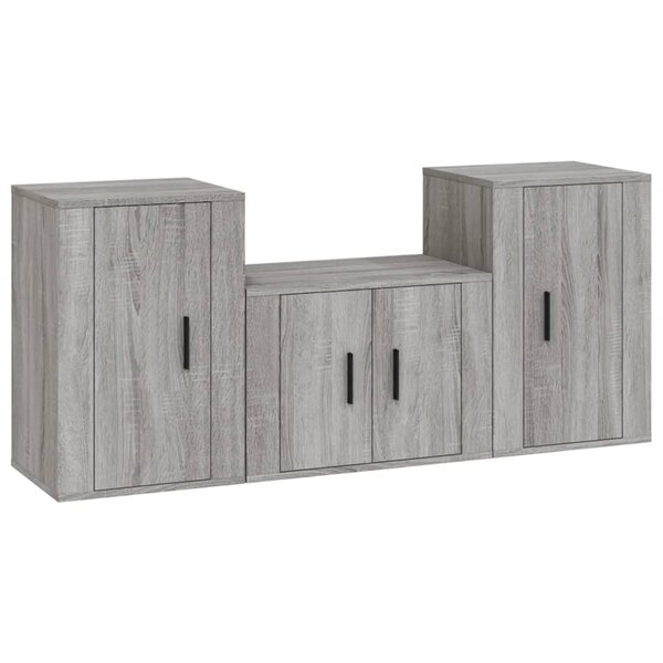 vidaXL Ensemble de meubles TV 3 Pièces Sonoma gris Bois d'ingénierie