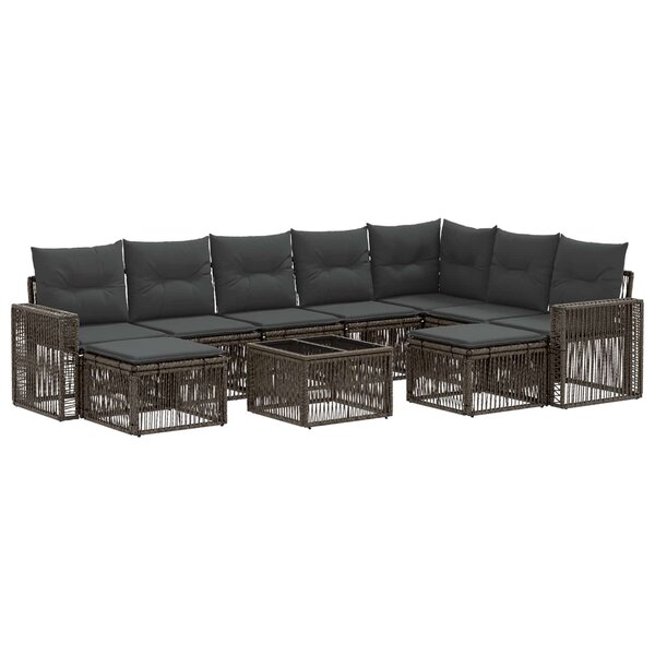 vidaXL Ensemble de canapé de jardin 10 Pièces Gris et Gris foncé