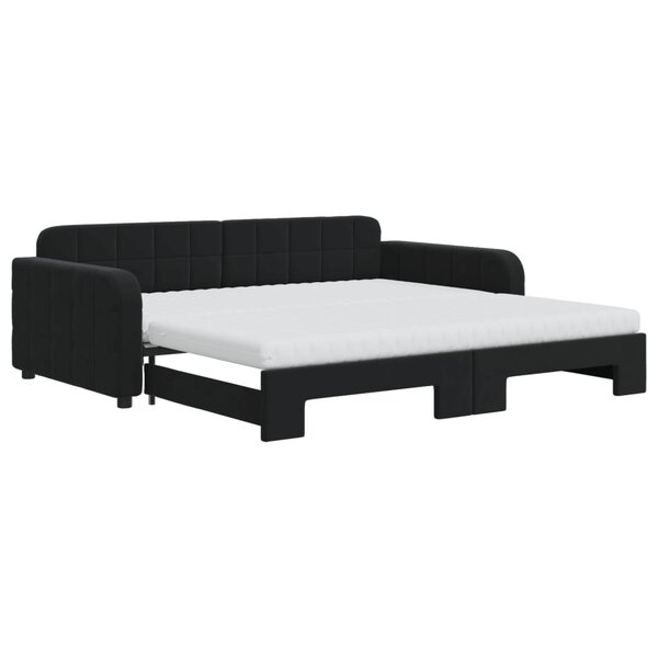 vidaXL Lit de jour avec lit gigogne et matelas noir 100x200 cm velours