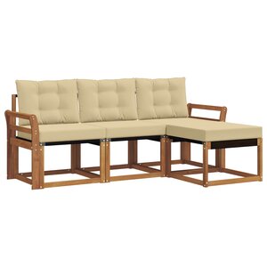vidaXL Ensemble de canapés d'extérieur 4 Pièces Naturel et Beige
