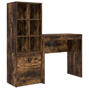 vidaXL Bureau avec rangement Chêne fumé Bois d'ingénierie