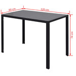 vidaXL Ensemble de table à manger sept pièces noir et blanc