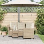 vidaXL Canapé de jardin avec table et coussins en forme de L beige