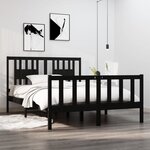 Vidaxl cadre de lit noir bois massif 140x190 cm