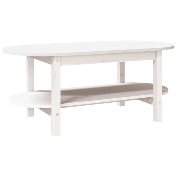 vidaXL Table basse Blanc 110x55x45 cm Bois massif de pin