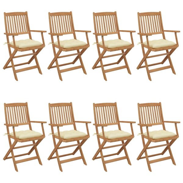 vidaXL Chaises pliables de jardin lot de 8 avec coussins Bois d'acacia