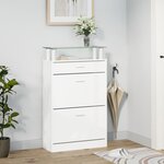 vidaXL Armoire à chaussure Blanc brillant 63x24x104 cm Bois ingénierie