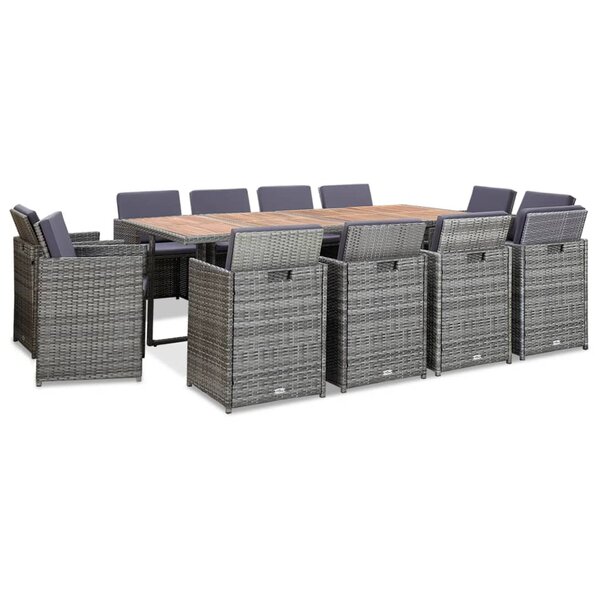 vidaXL Mobilier à dîner extérieur 13Pièces coussins Poly rotin Anthracite