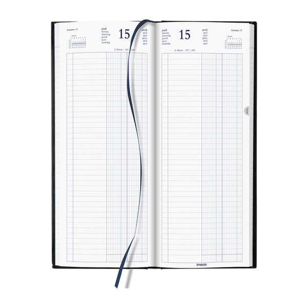 Agenda brepols euros/centimes banquier long journalier 2 volumes - année 2023 - 14 3 x 33 cm - noir