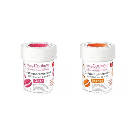 2 colorants alimentaires en poudre - orange-rose