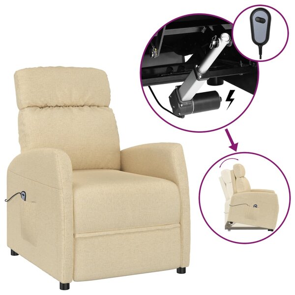 vidaXL Fauteuil inclinable électrique Crème Tissu