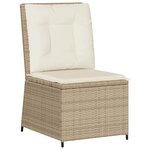 vidaXL Canapé inclinable de jardin avec coussins beige résine tressée