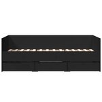 vidaXL Lit de jour avec tiroirs sans matelas noir 90x190 cm
