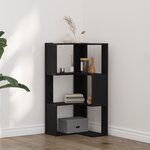 Bibliothèque d'angle vidaXL 3 niveaux Chêne noir 50x50x102 cm Bois reconstitué