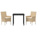 vidaXL Ensemble de salle à manger pour jardin 3 Pièces Beige Poly rotin