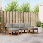 vidaXL Ensemble de canapés d'extérieur 6 Pièces Gris Naturel et Clair