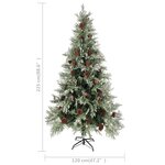 vidaXL Sapin de Noël pré-éclairé pommes de pin vert blanc 225cm PVC PE