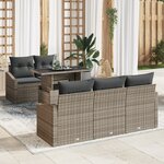 vidaXL Set de salon de jardin 6 pièces avec coussins gris en rotin PE