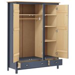 vidaXL Garde-robe à 3 portes Hill Gris 127x50x170 cm Pin solide