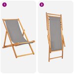 vidaXL Chaise de plage Gris clair Bois de teck massif