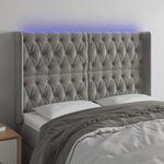 vidaXL Tête de lit à LED Gris clair 163x16x118/128 cm Velours