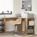 vidaXL Bureau d'Angle avec Rangement avec étagère chêne artisanal