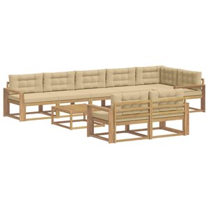 vidaXL Ensemble de canapés d'extérieur 9 Pièces Blanc et Beige