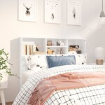 vidaXL Armoire de tête de lit Blanc brillant 120x19x103 5 cm