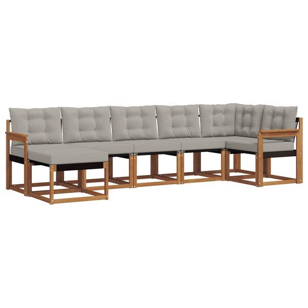vidaXL Ensemble de canapés d'extérieur 7 pc Gris Naturel et Clair
