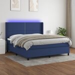 vidaXL Sommier à lattes de lit matelas LED Bleu 180x200 cm Tissu