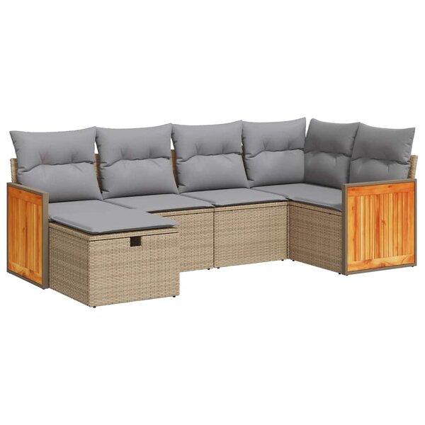 vidaXL Salon de jardin avec coussins 6 Pièces beige résine tressée