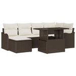 vidaXL Ensemble de canapé de jardin 7 Pièces Marron Poly rotin