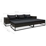 vidaXL Salon de jardin 5 Pièces avec coussins Résine tressée Gris