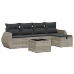 vidaXL Salon de jardin 6 Pièces avec coussins gris clair résine tressée