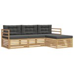 vidaXL Ensemble de canapés d'extérieur 4 pc Blanc et anthracite
