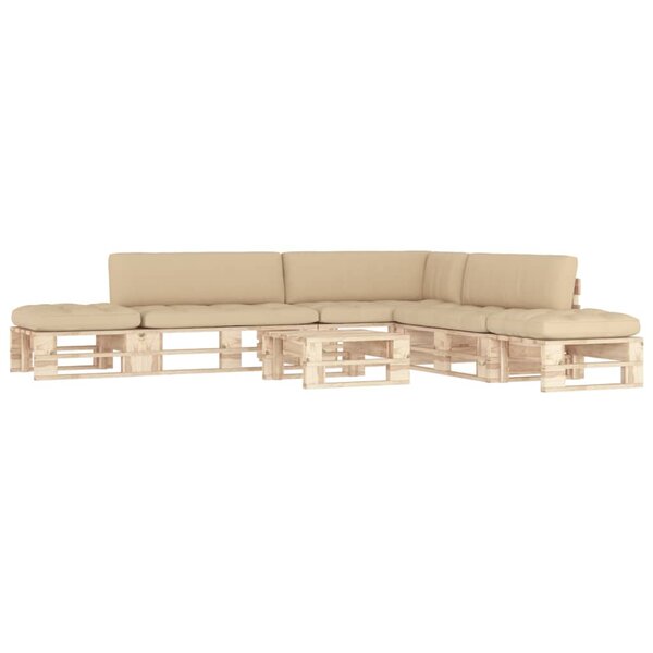 vidaXL Salon de jardin palette 6Pièces avec coussins Bois de pin imprégné