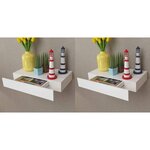 vidaXL Étagères murales avec tiroirs 2 Pièces Blanc 48 cm