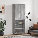 vidaXL Buffet haut Sonoma gris 69 5x34x180 cm Bois d'ingénierie