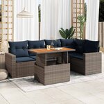 vidaXL Salon de jardin 6 Pièces avec coussins gris résine tressée