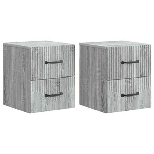vidaXL Cabinet de chevet mural 2 Pièces Sonoma gris 34 5 x 33 x 40 cm