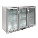 Arrière bar réfrigéré en inox 3 portes - 300 l - polar - r600a - acier inoxydable3300vitrée/battante 1350x520x900mm