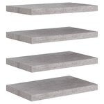 vidaXL Étagères murales flottantes 4 Pièces gris béton 50x23x3 8 cm MDF