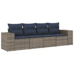vidaXL Salon de jardin 4 Pièces avec coussins gris résine tressée