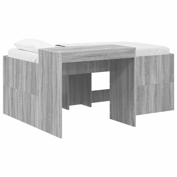 vidaXL Lit haut pour enfants avec bureau Sonoma gris Bois d'ingénierie