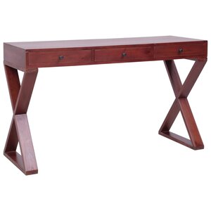 Bureau table poste de travail meuble d'ordinateur informatique étude d'ordinateur 115 x 47 x 77 cm bois d'acajou massif brun 02_0023738