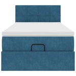 vidaXL Cadre de lit ottoman avec matelas bleu foncé 90x200 cm velours