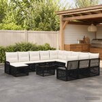 vidaXL Ensemble de canapé de jardin 13 pc Noir et blanc crème