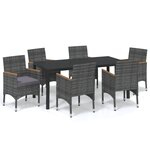 vidaXL Ensemble à manger de jardin coussins 7Pièces Résine tressée Gris